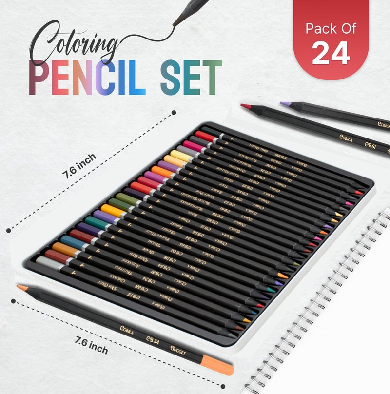 Black Widow Coloring Pencils for Adults â€“ 24 Wax Soft Core Colored Pencils for Adult Coloring Books â€“ Vibrant Color Pencil Set (Cobra Set) - Image 5